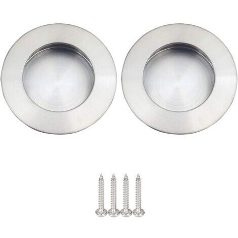 Juego de manijas deslizantes, 2 piezas, acero inoxidable, redondas, plata satinada