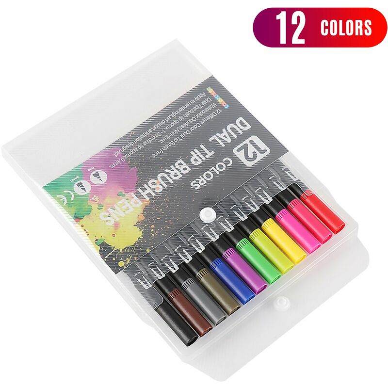

Juego de marcadores de 12 colores, boligrafos de colores de doble punta, marcadores artisticos de punta fina para ninos, adultos, dibujos para