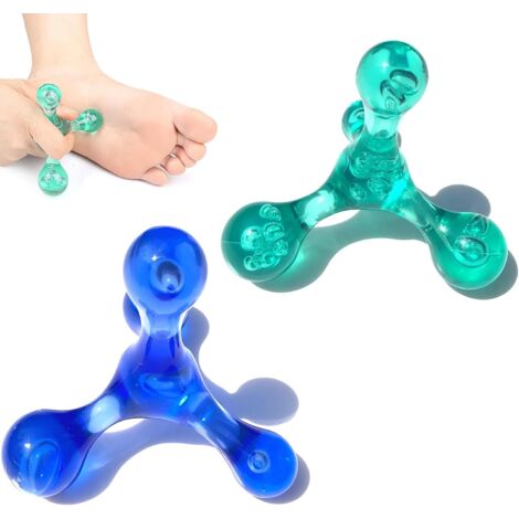 Juego de masajeador de 2 piezas con gatillo de 4 puntos, masajeador corporal para un automasaje eficaz de espalda, cuello, hombros y pies, azul, verde
