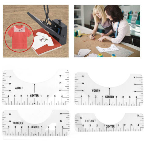 [Juego de medición textil] + [Juego de 4 piezas] + [PVC transparente] + [Reglas de alineación para camisetas para adultos, adolescentes y bebés]