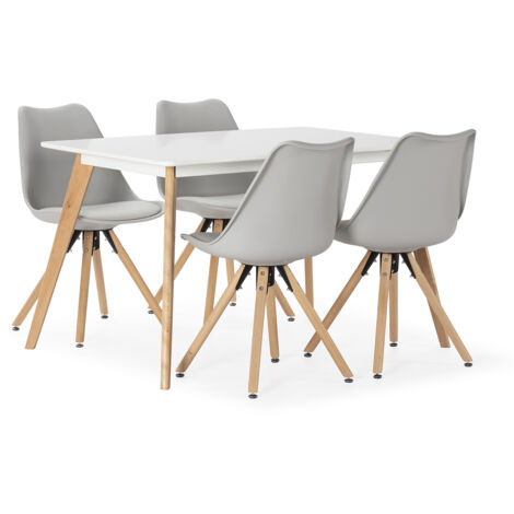 Juego de mesa 120x80 cm y 4 sillas de comedor Jeff color Gris