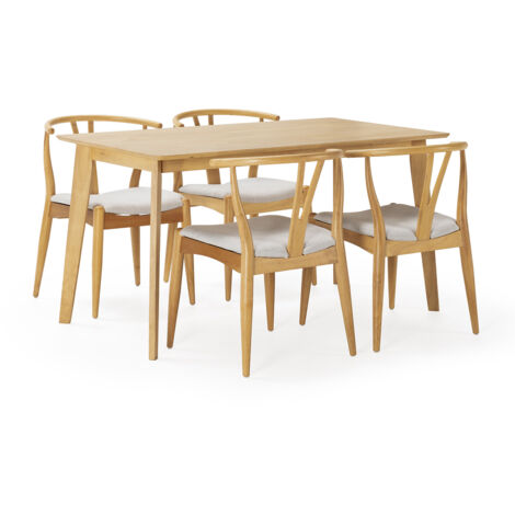 Juego de mesa 140x80 cm y 4 sillas de comedor Rustic color Roble