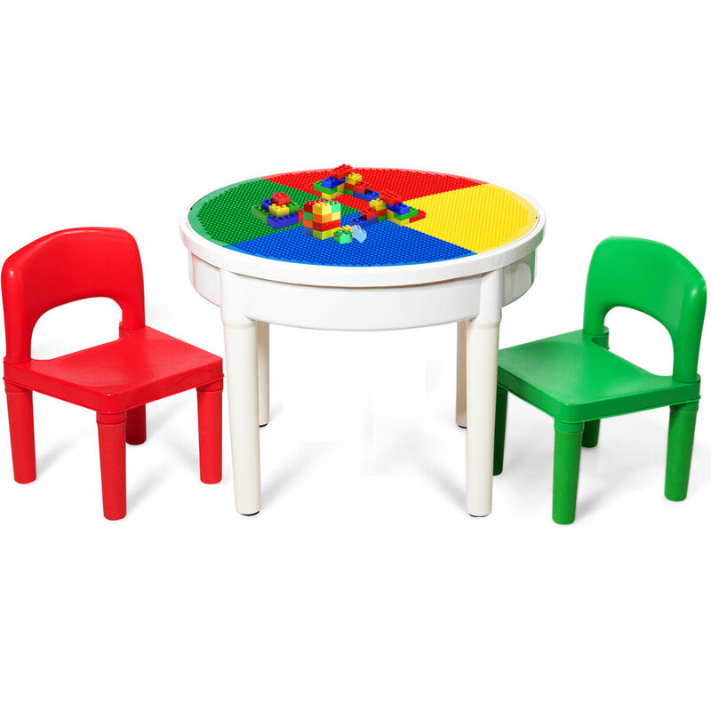 

Juego de Mesa 2 Sillas para Niños Mesa Actividad Infantil con 300 Bloques Multiusos para Jugar Arena y Agua