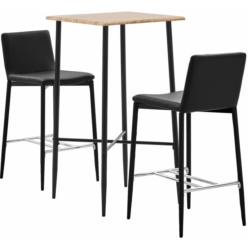 

Juego de mesa alta y sillas 3 piezas cuero sintético negro