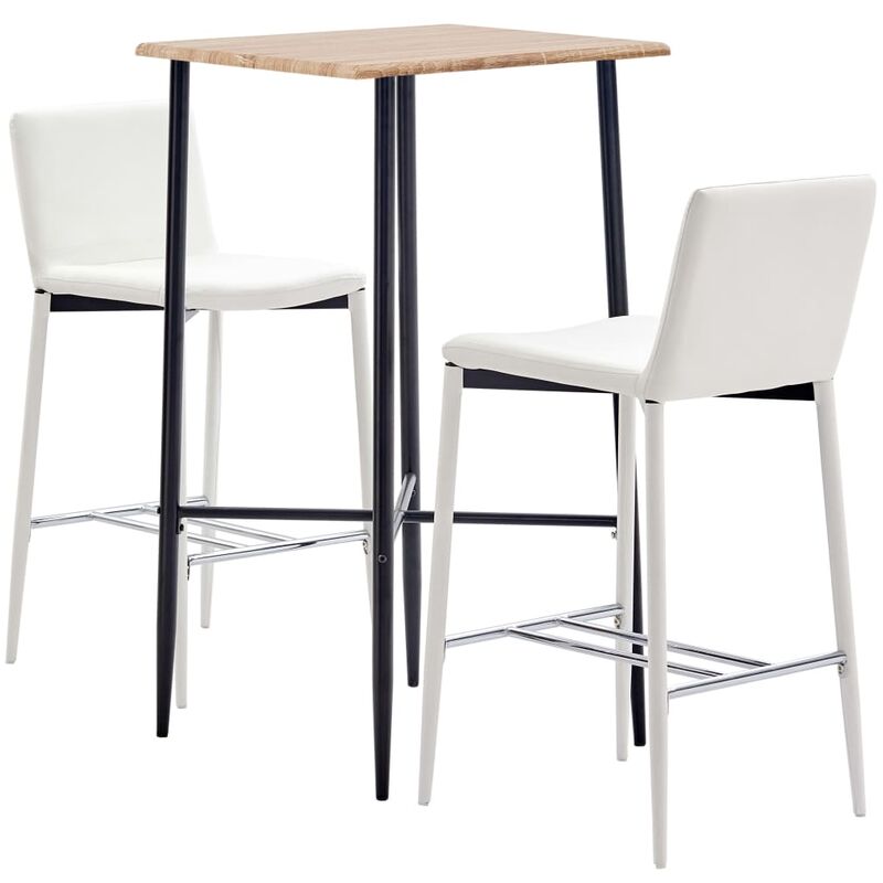 

Juego de mesa alta y taburetes 3 piezas cuero sintético blanco