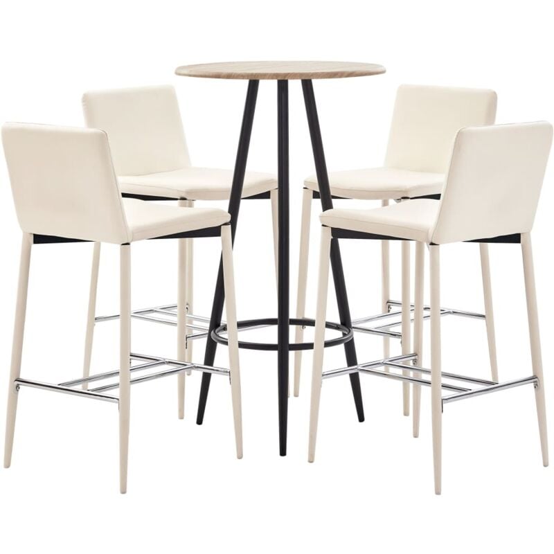 

Juego de Mesa Alta y Taburetes Cuero Sintético 5 Piezas Crema - Crema - Vidaxl