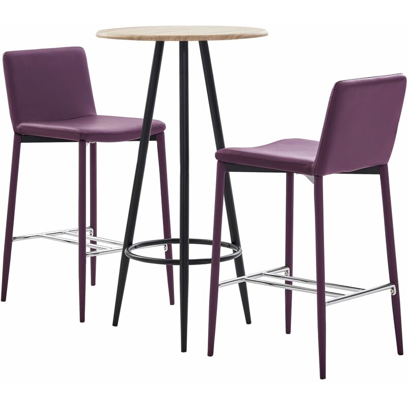 

Juego de Mesa Alta y Taburetes Cuero Sintético 3 Piezas Morado - Púrpura - Vidaxl