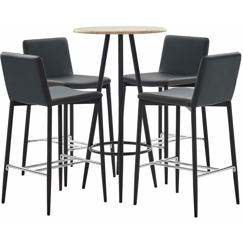 

Juego de Mesa Alta y Taburetes Cuero Sintético 5 Piezas Gris - Gris - Vidaxl