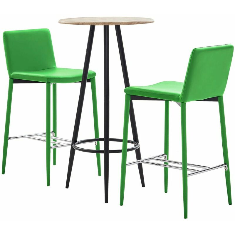 

Juego de mesa alta y taburetes 3 piezas cuero sintetico verde