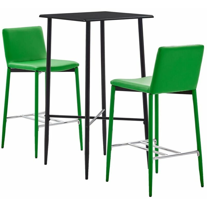 

Juego de mesa alta y taburetes 3 piezas cuero sintetico verde