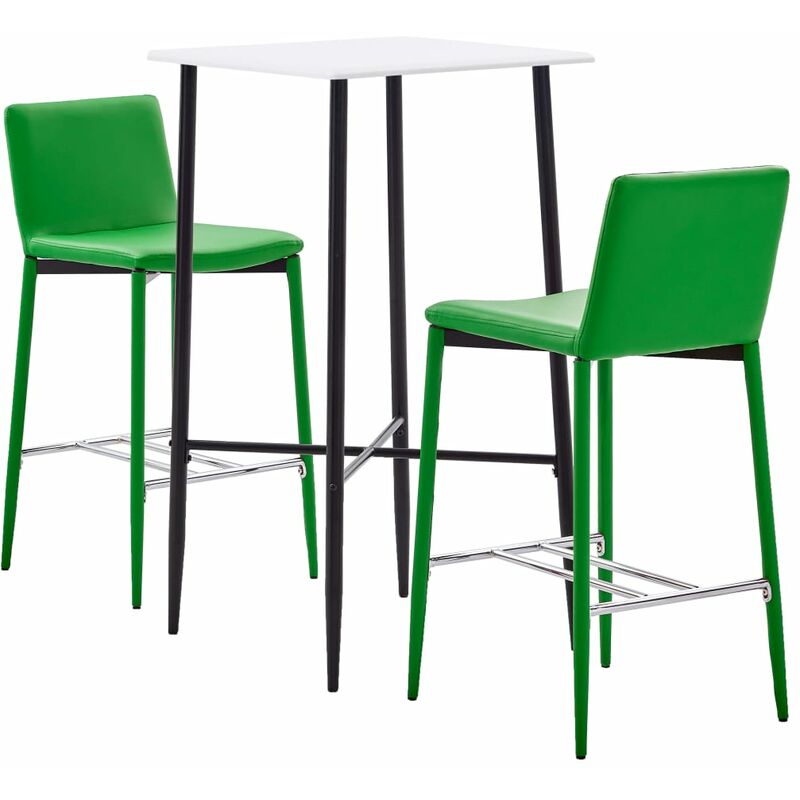 

Juego de mesa alta y taburetes 3 piezas cuero sintético verde