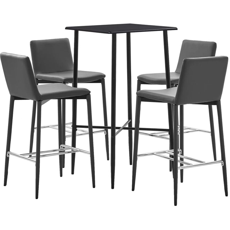 

Juego de Mesa Alta y Taburetes Cuero Sintético 5 Piezas Gris - Gris - Vidaxl