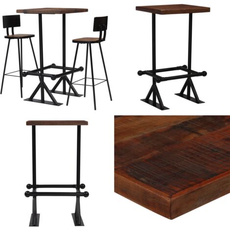 Juego de mesa alta y taburetes 3 piezas madera maciza reciclada - Bar - Sillas de bar