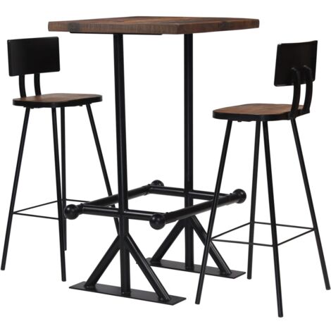 Juego de mesa alta y taburetes 3 piezas madera maciza reciclada vidaXL
