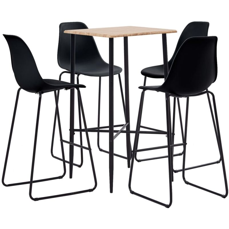 

Juego de Mesa Alta y Taburetes Plástico 5 Piezas Negro - Negro - Vidaxl