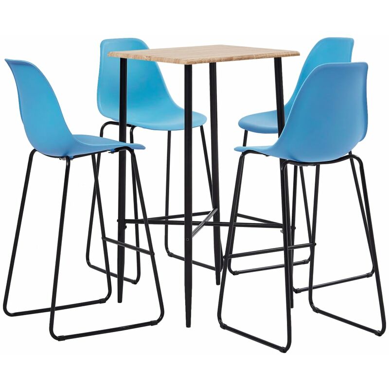 

vidaXL Juego de Mesa Alta y Taburetes Plástico 5 Piezas Azul - Azul