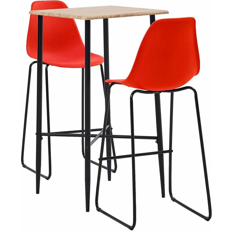 

vidaXL Juego de Mesa Alta y Taburetes Plástico 3 Piezas Rojo - Rojo