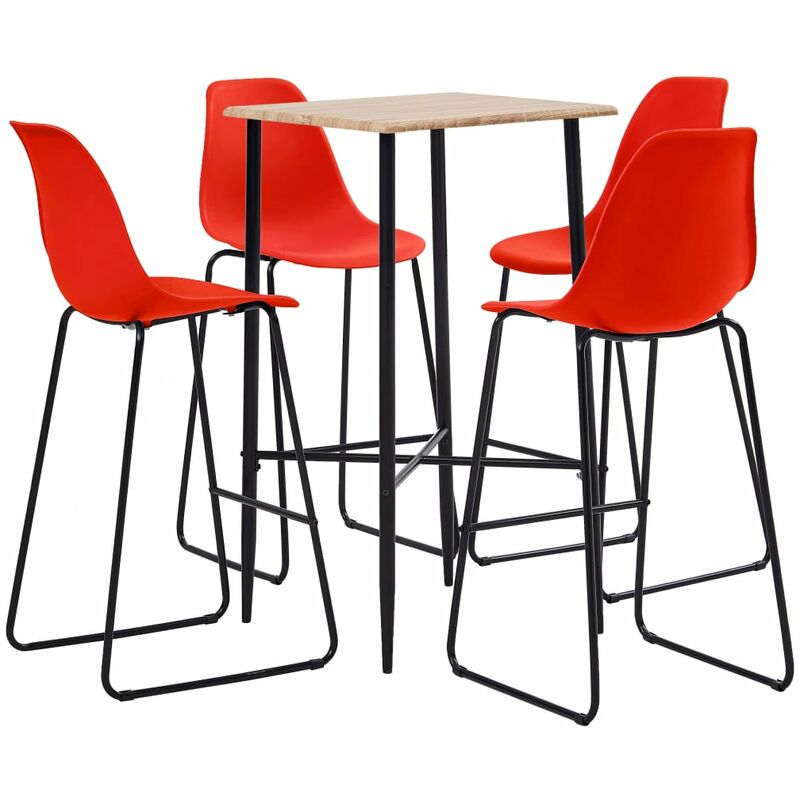 

Juego de Mesa Alta y Taburetes Plástico 5 Piezas Rojo - Rojo - Vidaxl
