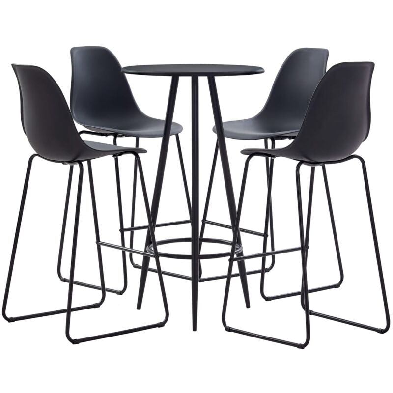 

Juego de Mesa Alta y Taburetes Plástico 5 Piezas Negro - Negro - Vidaxl