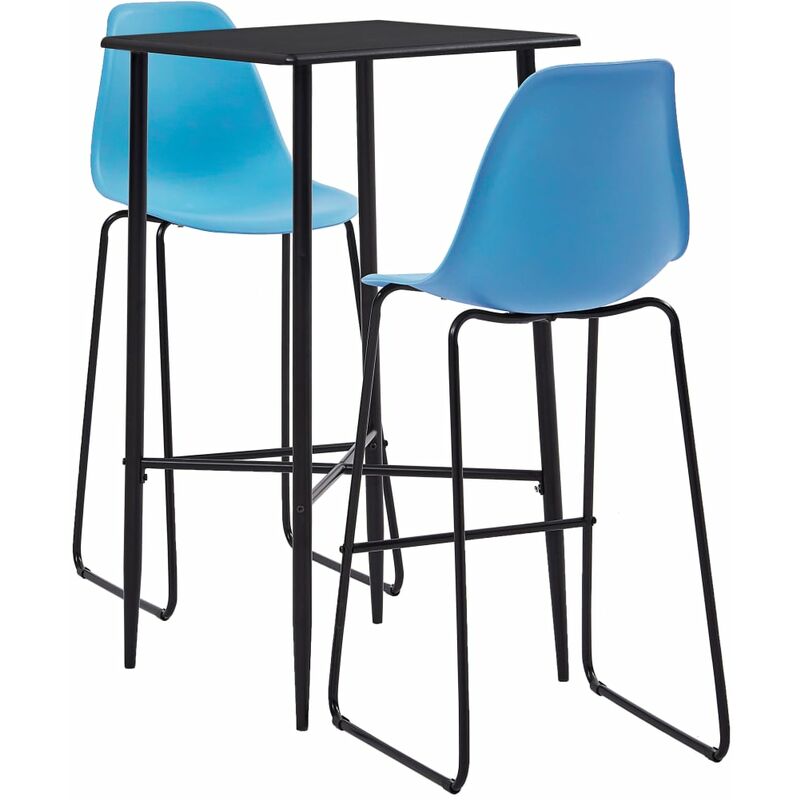 

Juego de mesa alta y taburetes 3 piezas plástico azul