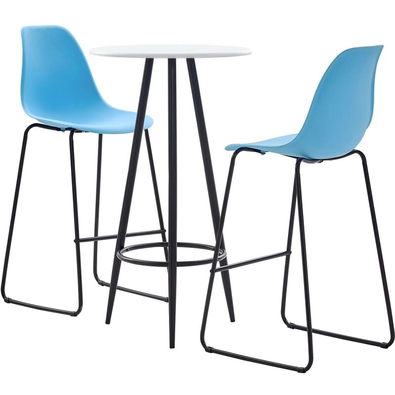 

Juego de mesa alta y taburetes 3 piezas plástico azul