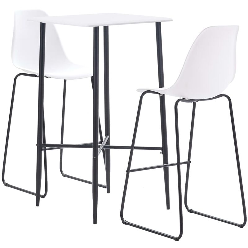 

Juego de mesa alta y taburetes 3 piezas plástico blanco