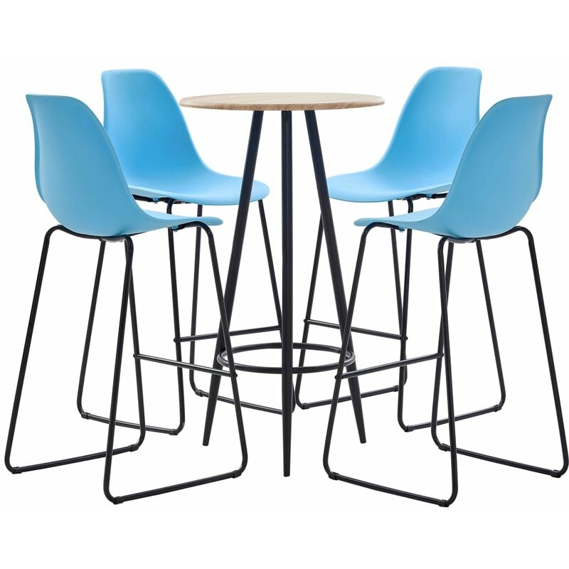 

vidaXL Juego de Mesa Alta y Taburetes Plástico 5 Piezas Azul - Azul