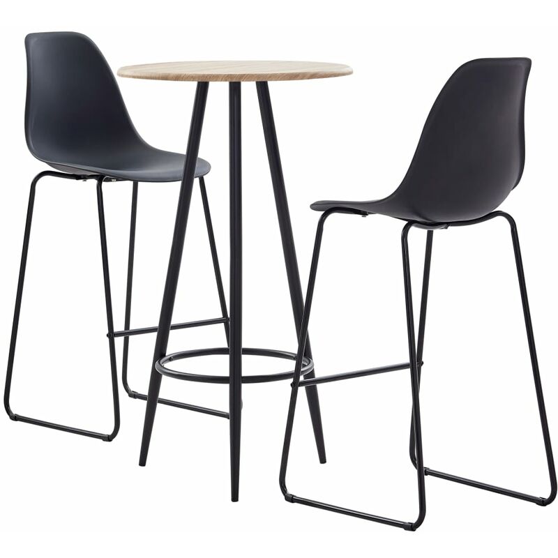 

vidaXL Juego de Mesa Alta y Taburetes Plástico 3 Piezas Negro - Negro