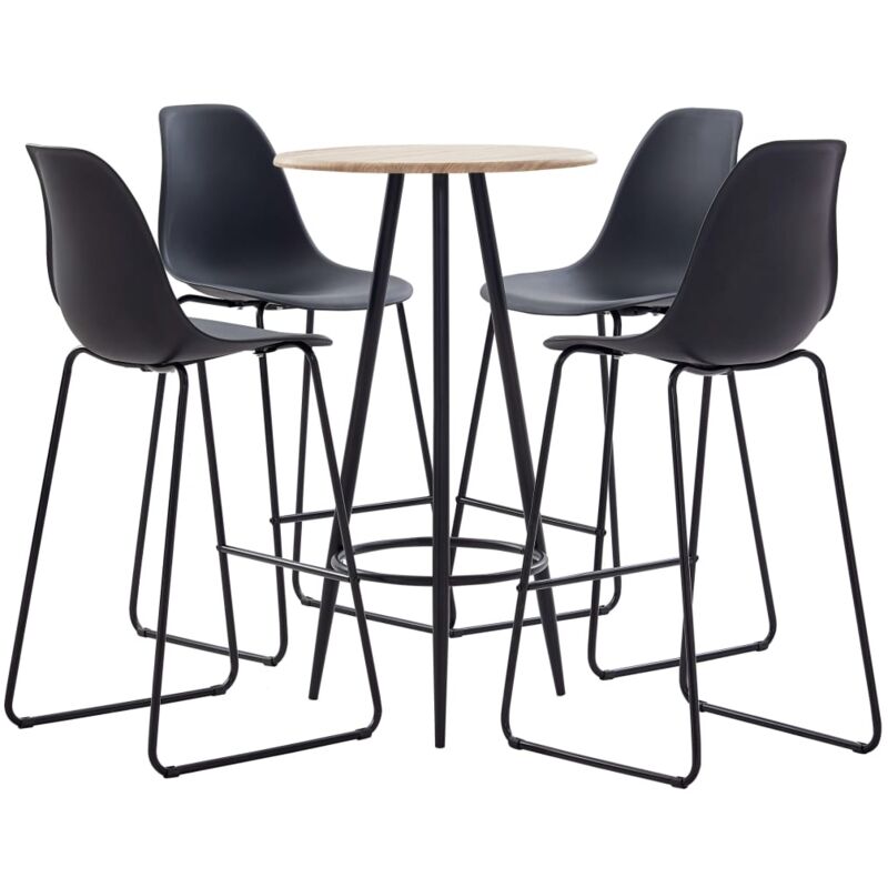 

Juego de Mesa Alta y Taburetes Plástico 5 Piezas Negro - Negro - Vidaxl