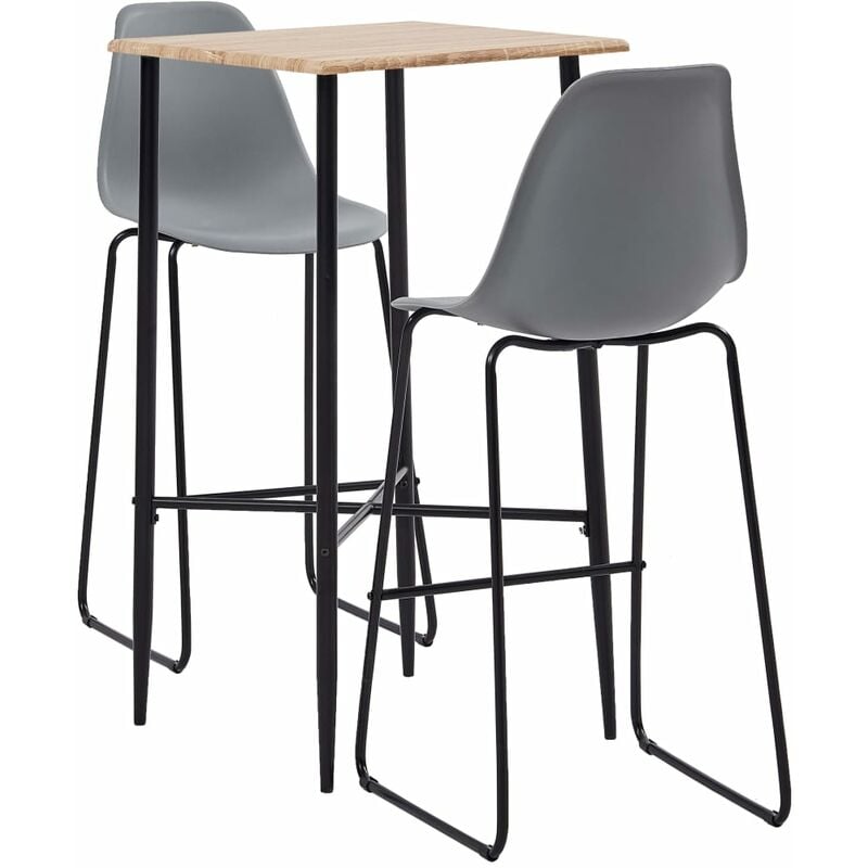 

Juego de mesa alta y taburetes 3 piezas plástico gris