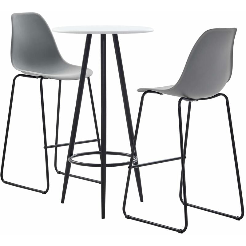 

Juego de mesa alta y taburetes 3 piezas plástico gris