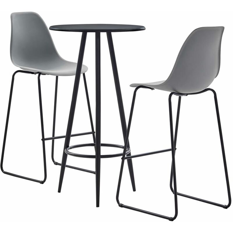 

Juego de mesa alta y taburetes 3 piezas plástico gris