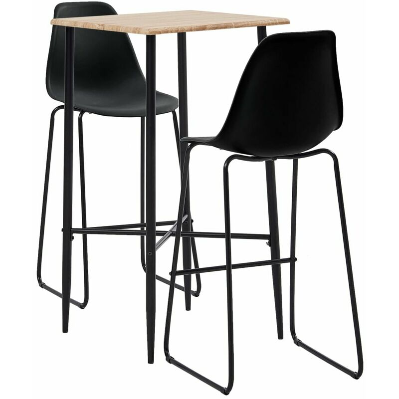 

Juego de mesa alta y taburetes 3 piezas plastico negro