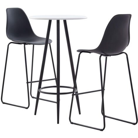 Juego de mesa alta y taburetes 3 piezas plástico negro vidaXL