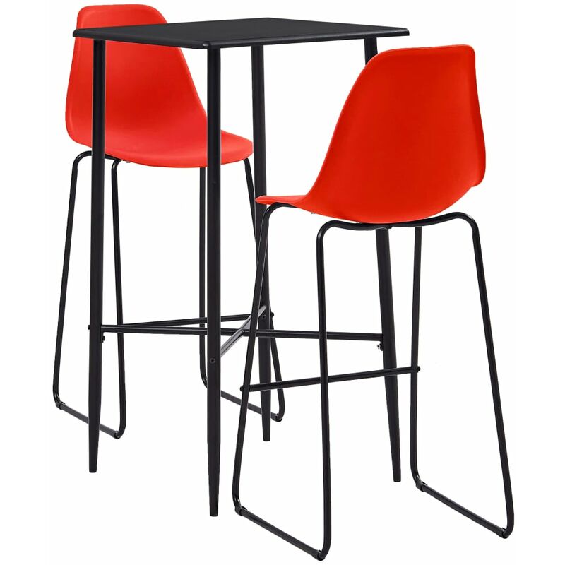 

Juego de mesa alta y taburetes 3 piezas plástico rojo