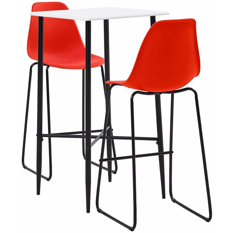

Juego de mesa alta y taburetes 3 piezas plástico rojo