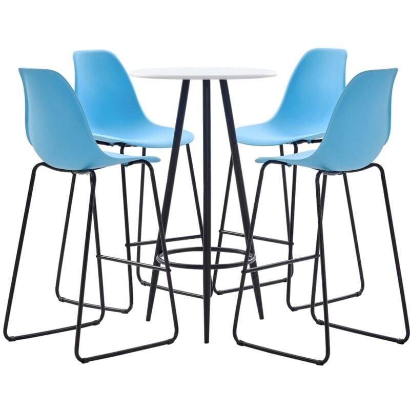 

vidaXL Juego de Mesa Alta y Taburetes Plástico 5 Piezas Azul - Azul