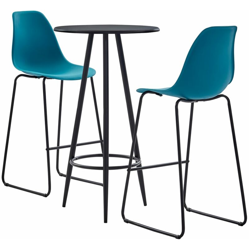 

Juego de mesa alta y taburetes 3 piezas plástico turquesa