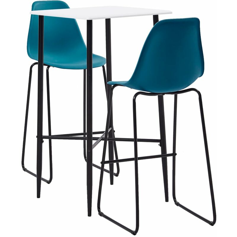 

Juego de mesa alta y taburetes 3 piezas plástico turquesa