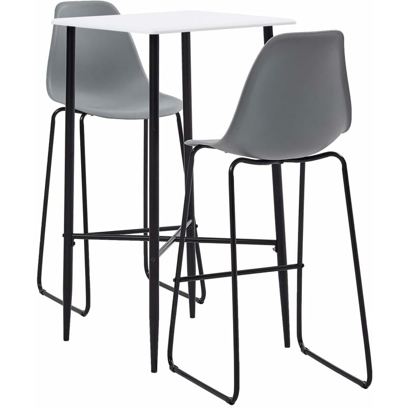 

Juego de mesa alta y taburetes 3 piezas plástico gris - Gris