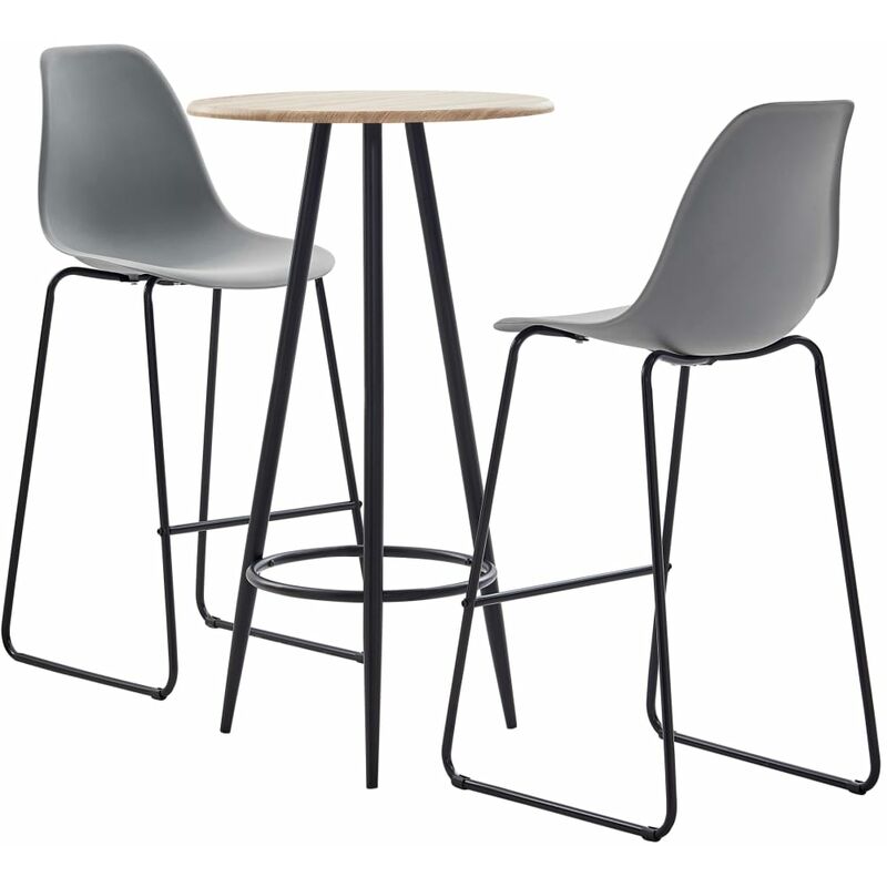 

Juego de mesa alta y taburetes 3 piezas plástico gris - Gris