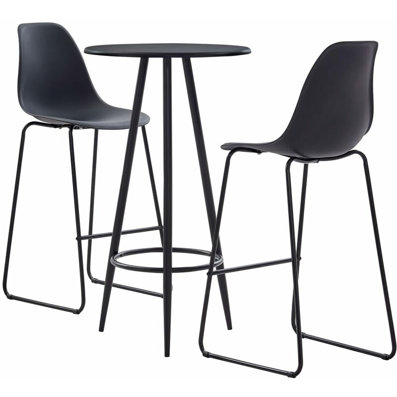 

Juego de mesa alta y taburetes 3 piezas plástico negro - Negro