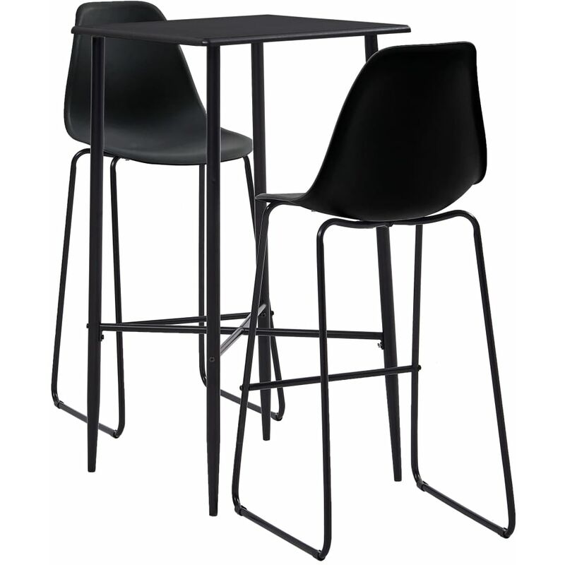 

Juego de mesa alta y taburetes 3 piezas plástico negro - Negro