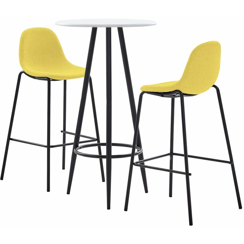 

Juego de mesa alta y taburetes 3 piezas tela amarillo