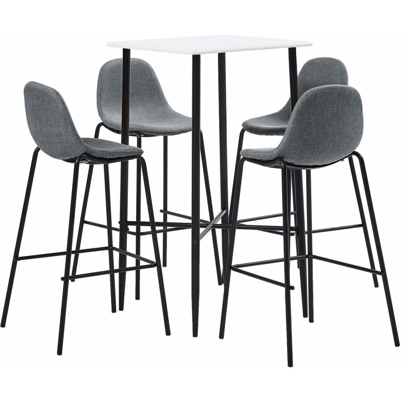 

vidaXL Juego de Mesa Alta y Taburetes Tela 5 Piezas Gris Claro - Gris