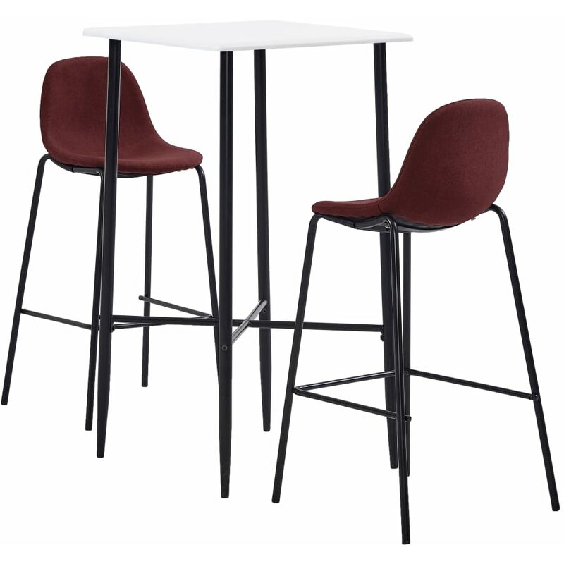 

Vidaxl - Juego de Mesa Alta y Taburetes Tela 3 Piezas Vino Tinto - Rojo