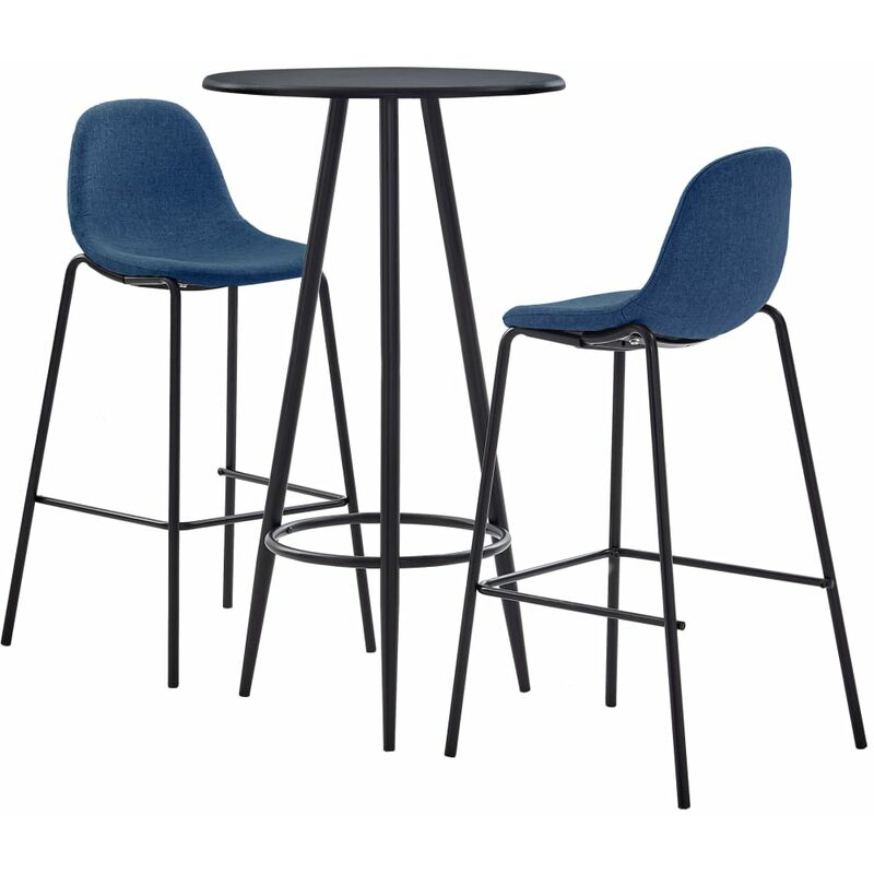

Juego de mesa alta y taburetes 3 piezas tela azul