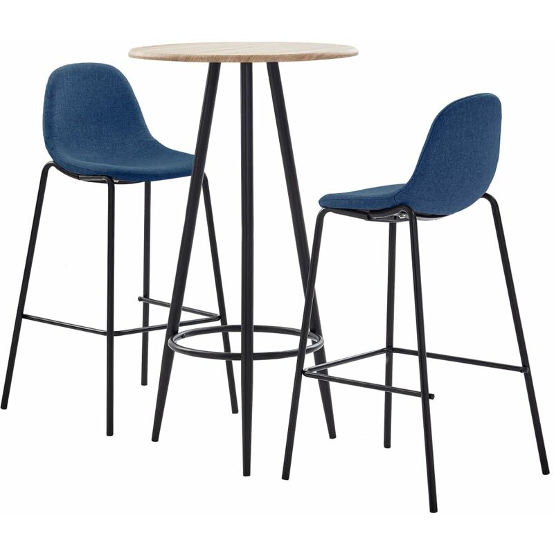 

Juego de mesa alta y taburetes 3 piezas tela azul