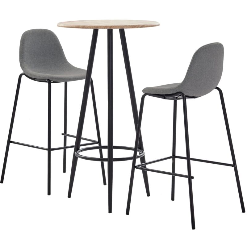 

Juego de Mesa Alta y Taburetes Tela 3 Piezas Gris Topo - Marrón - Vidaxl