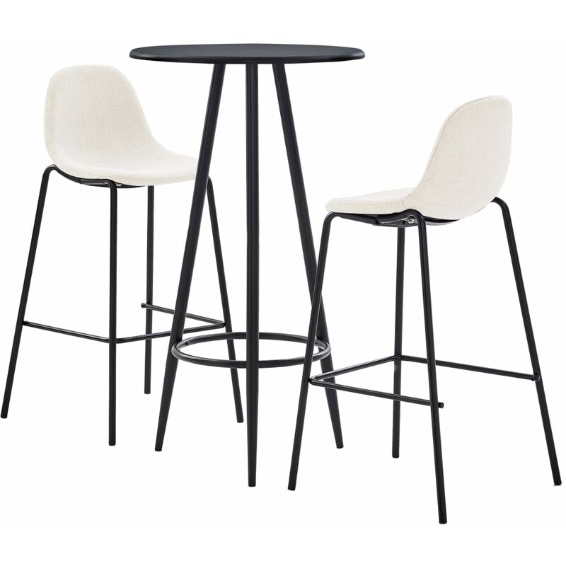 

Rogal Home&Deco Juego de mesa alta y taburetes 3 piezas tela color crema